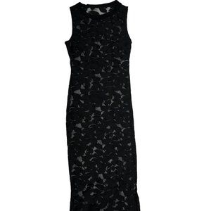 Sheer Black Floral Print Tank Dress (L)